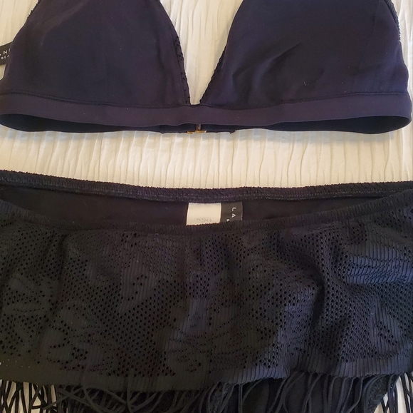 LADIES SWIMSUIT, LA BLANCA, TWO PIECE, SIZE 8, BLACK W/COVERUP DRESS - Picture 11 of 12